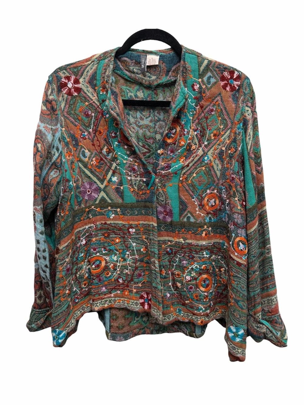 Anu Women’s Multicolor Embroidered Tapestry Bohemian Made in India Cardigan